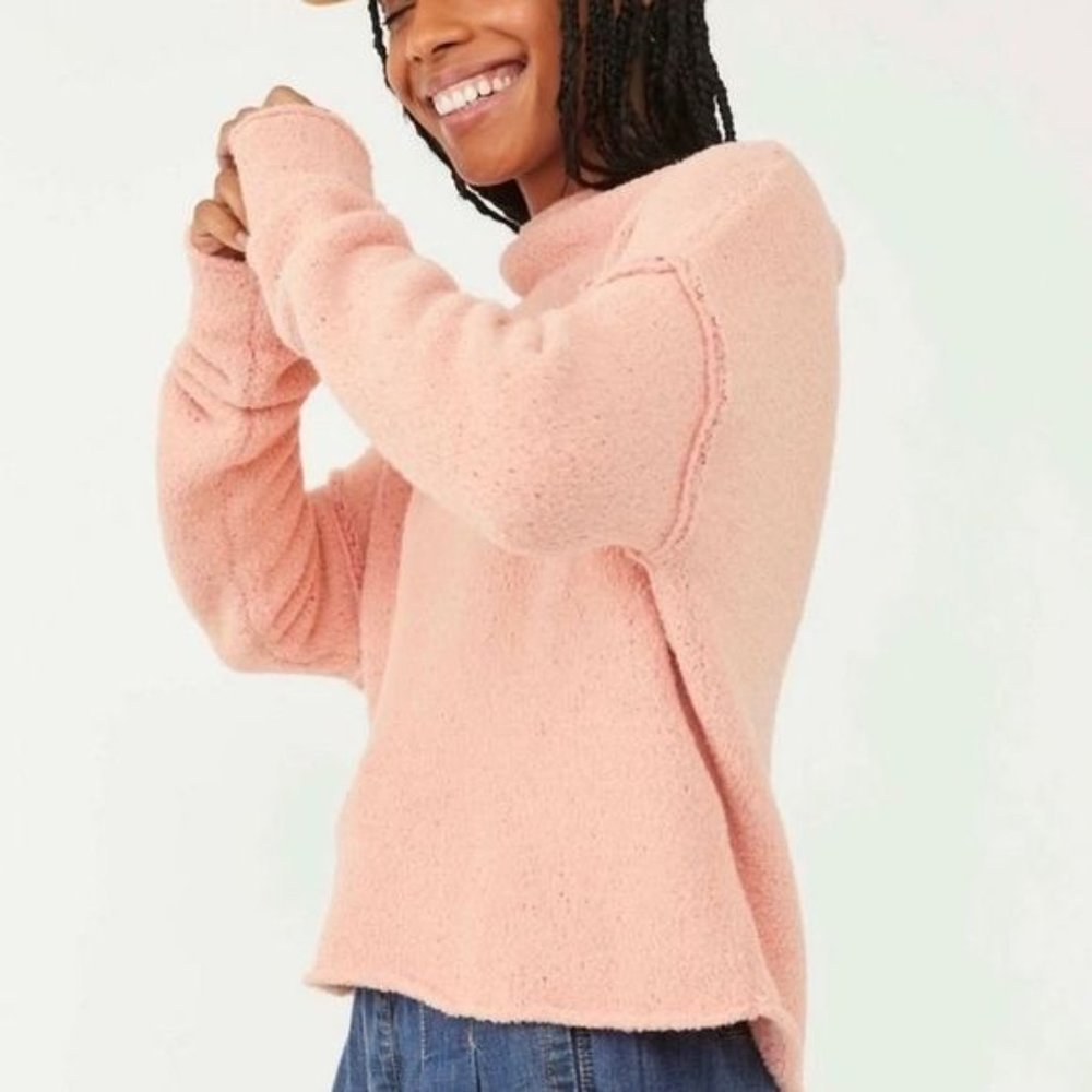 FREE PEOPLE San Vincent Funnel Neck Sweater - Cherry Peach NWT - Picture 4 of 4